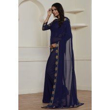 ZIDC-462 STUNNING NAVY BLUE PAKISTANI STYLE READY TO WEAR SARI 