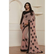 ZIDC-459 PEACH LOVELY PARTY WEAR INDIAN AND PAKISTANI STYLE SAREE