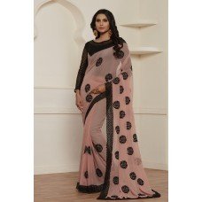 ZIDC-459 PEACH LOVELY PARTY WEAR INDIAN AND PAKISTANI STYLE SAREE