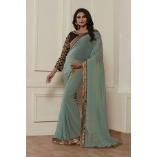 ZIDC-458 PISTA HEAVY EMBROIDERED READY MADE BLOUSE SAREE