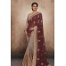 ZIDC-456 DUSTY GOLD AND MAROON HEAVY GEORGETTE READY MADE ASIAN WEDDING SAREE