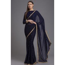 NAVY BLUE MODERN PARTY SAREE