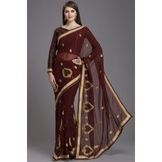 Maroon Bridal Reception Saree