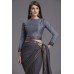 ZIDC-400 GREY INDIAN DESIGNER PARTY WEAR SAREE