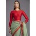 ZIDC-410 PISTA GREEN AND RED BRIDESMAID WEDDING SAREE