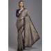 ZIDC-419 DARK GREY AND BLUE BLOUSE INDIAN WEDDING SAREE