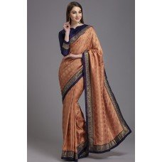 ZIDC-418 PEACH AND BLUE INDIAN BANARSI PARTY SAREE