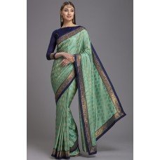 ZIDC-416 SEA GREEN BANARSI READYMADE WEDDING SAREE