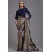 ZIDC-419 DARK GREY AND BLUE BLOUSE INDIAN WEDDING SAREE