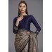 ZIDC-419 DARK GREY AND BLUE BLOUSE INDIAN WEDDING SAREE