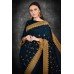 Peacock Blue Indowestern Stylish Readymade Saree