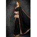 Black Saree With Golden Border & Maroon Blouse Stitched Saree