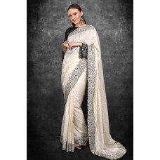 Off White & Black Indian Ethnic Saree