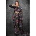 Black Floral Printed Indian Evening Cocktail Saree