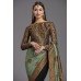 ZIDC-430 BLACK AND GREEN FANCY WEDDING WEAR BROCADE BLOUSE SAREE