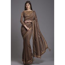 ZIDC-555 BROWN INDIAN TRADITIONAL SAREE