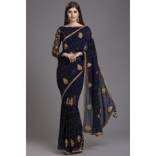 ZIDC-450 Navy Blue Indian Traditional Saree