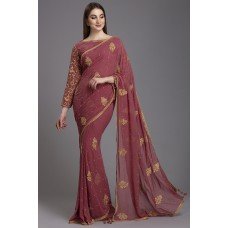 ZIDC-451 Rose Pink Pakistani Designer saree