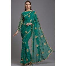 ZIDC-452 Rama Green Party Wedding Saree 