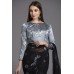 ZIDC-554 BLACK GREY DESIGNER FLORAL SAREE