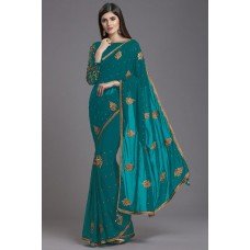 ZIDC-568 TURQUOISE INDIAN DESIGNER SAREE