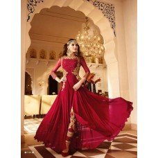 AUBURN RED GLOSSY DESIGNER GEORGETTE DRESS