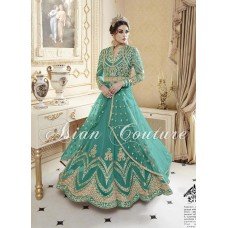 Turquoise Asian Indian Modest Bridesmaid Wedding Dress