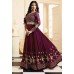 PLUM HEAVY EMBROIDERED INDIAN DESIGNER ANARKALI STYLE GOWN