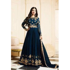 NAVY BLUE HEAVY EMBROIDERED ANARKALI INDIAN STYLE GOWN