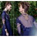 BLUE AYKA PARTY WEAR DESIGNER INDO WESTERN STYLE GOWNS
