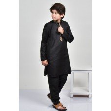 Black Ethnic Pakistani Designer Boys Kurta Shalwar