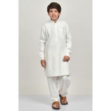 Cream Festive Kurta Shalwar For Kids