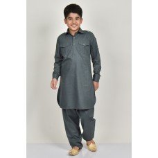 Dark Grey Indian Boys Kurta Shalwar Suit