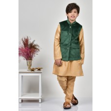 Green Pakistani Boys Velvet Waistcoat