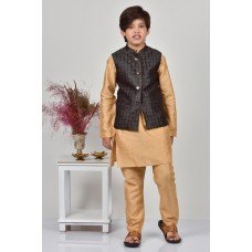 Black Jamawar Fancy Boys Waistcoat