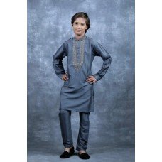 Grey Embroidered Kurta Pajama Boys Formal Suit