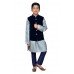 GREY AND NAVY BLUE WAISTCOAT AND KURTA READY MADE BOYSWEAR SUIT