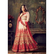  WHITE AND RED INDIAN MAXI PARTY AND BRIDAL ANARKALI SUIT (LARGE SIZE)