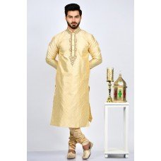 Gold Indian Wedding Embroidered Kurta Pajama for Men