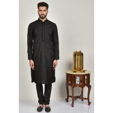 Black Embroidered Kurta Pajama Indian Mens Festive Clothing