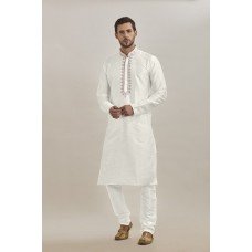 WHITE KASHMIRI STYLE PAJAMA KURTA READY MADE GENTS SUIT