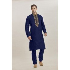 BLUE  KURTA AND PYJAMA READY MADE MENSWEAR EID SUIT