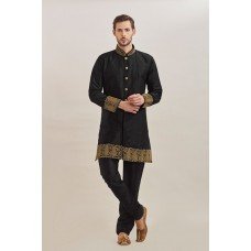 BLACK THREAD WORK KURTA AND PAYJAMA  