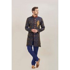 NAVY BLUE HEAVY EMBROIDERED KURTA PYJAMA EID DRESS