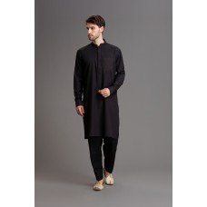 PLAIN BLACK PAKISTANI MENSWEAR SUIT