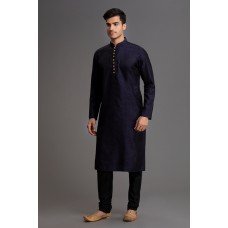 NAVY BLUE EVENING WEAR MENS READYMADE KURTA 