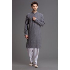 STEEL GREY INDIAN EID SALWAR KAMEEZ SUIT FOR MEN