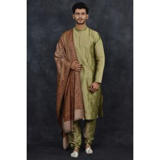 Antique Indian Groom Wear Kurta Pajama & Shawl 
