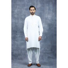 Cream Embroidered Mens Kurta Shalwar Readymade Menswear