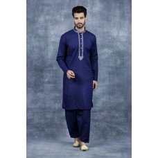 Navy Blue Pakistani Mens Kurta Shalwar Festive Wear